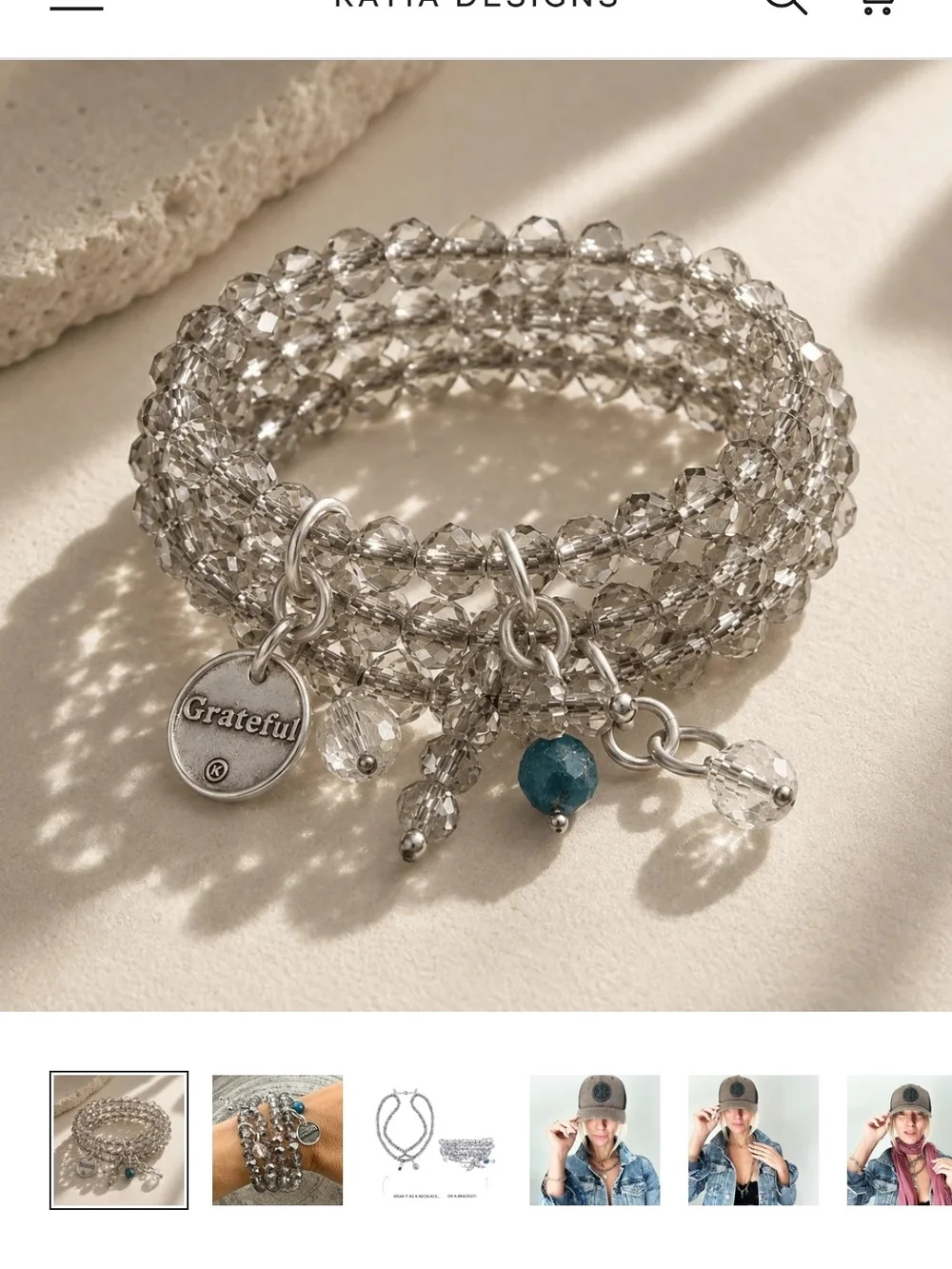 Katia Designs Grateful Crystal Boho Wrap Bracelet/Necklace